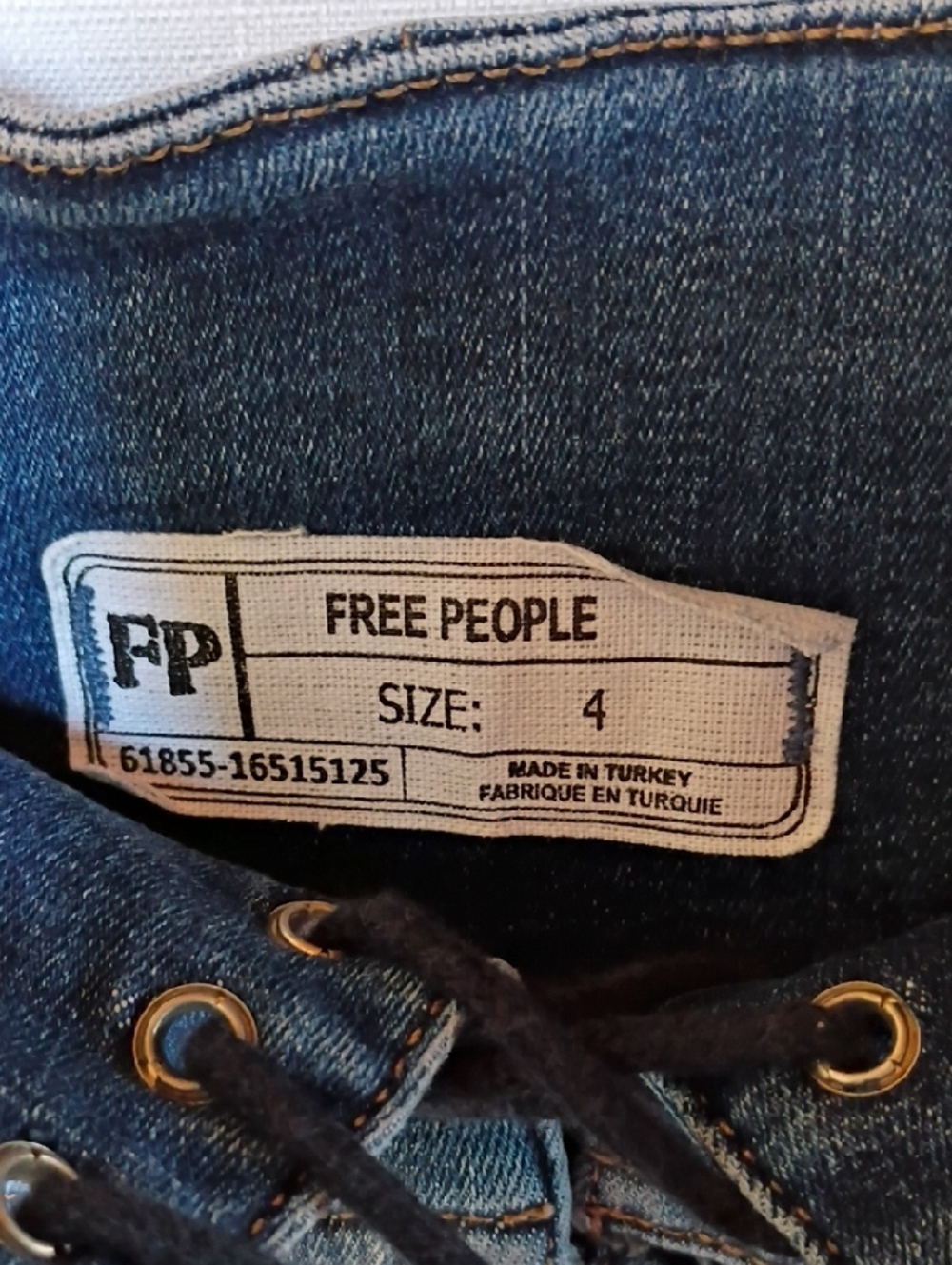 Free People Modern Femme Corset Mini Skirt Blue Denim Lace-Up Size 4 - Picture 5 of 9